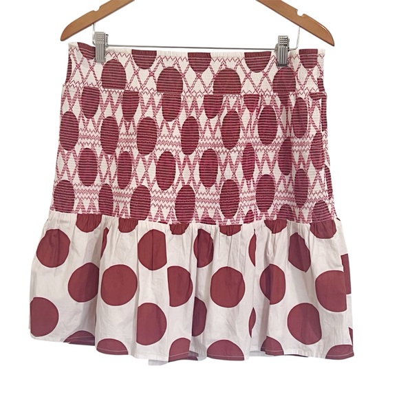 NWT Anthropologie Maeve Polka Dot Smocked Cotton Flared Mini Skirt - Picture 2 of 10